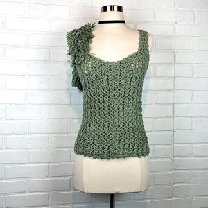 NWT Thierra Nuestra Kantu Handknit in Peru Mint Green Crochet Tank Top S